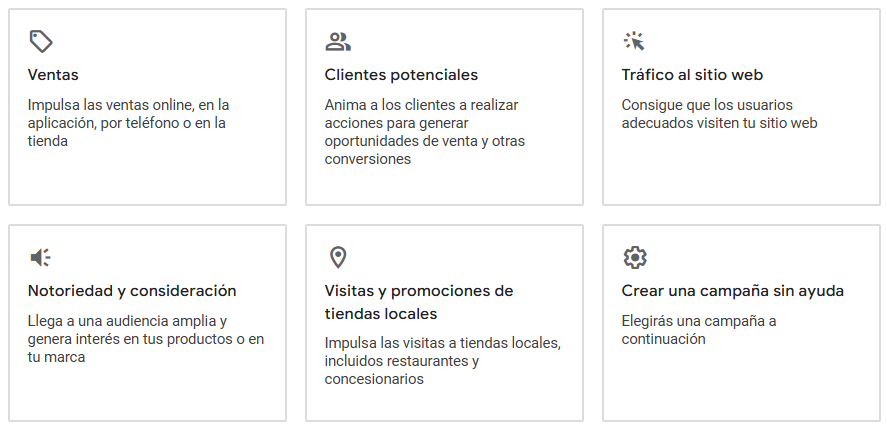 objetivos google ads